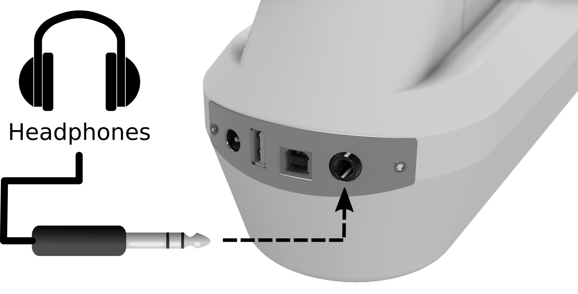 Connecting headphones to the MidiGurdy